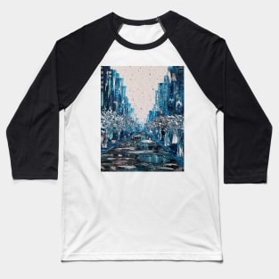 Frosty City, Cold NYC, Beautiful Winter, Snowy Day, Snow Day, Snowy City, Ice Cold City, Blue and White, Frost and Snow Baseball T-Shirt